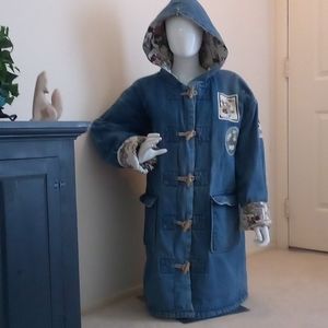 FABULOUS Reversible Disney Knee-Length Puffer Jeans Coat